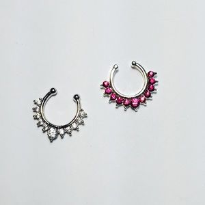 Silver and Pink Faux Septums 2 pack