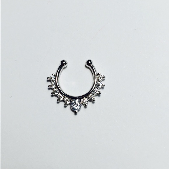 Silver Jeweled Faux Septum