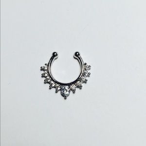 Silver Jeweled Faux Septum