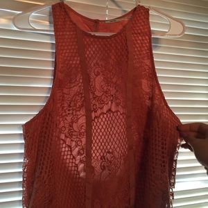 Coral lace dress