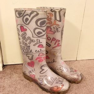 Coach Poppy Pixy Graffiti Hearts Rain Boots