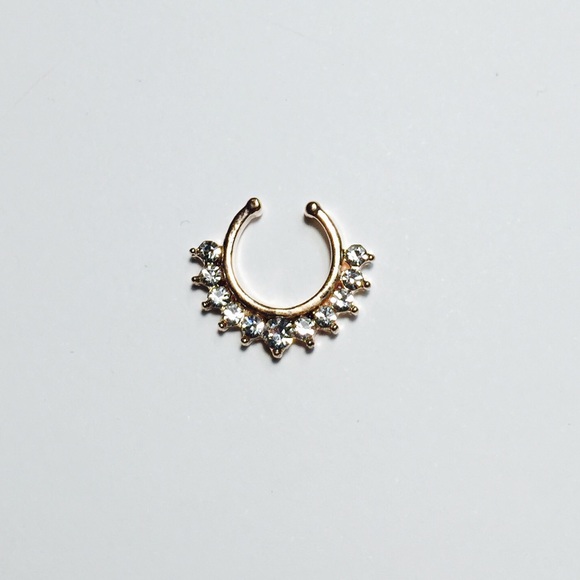 Rose Gold Jeweled Faux Septum