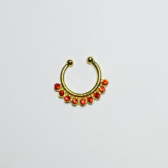 Red Gold Jeweled Faux Septum