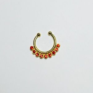 Red Gold Jeweled Faux Septum