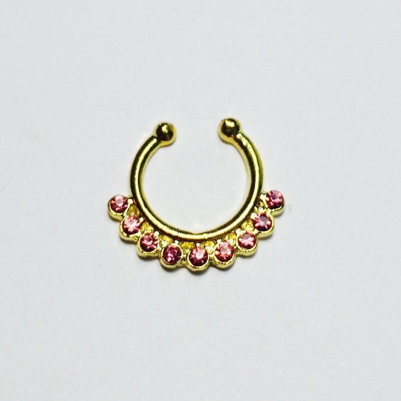 Pink Gold Jeweled Faux Septum
