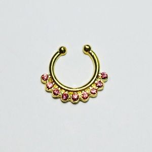 Pink Gold Jeweled Faux Septum