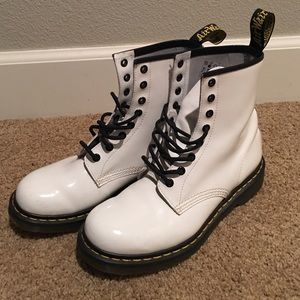 shiny white doc martens