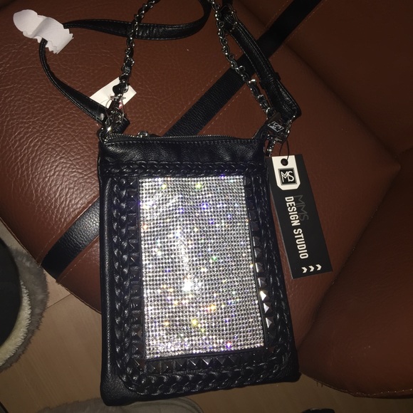 Black studded/ rhinestone shoulder bag