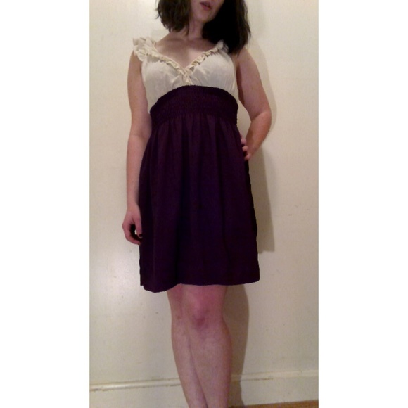 Cream & Purple Babydoll Dress