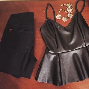 Faux leather Peplum top