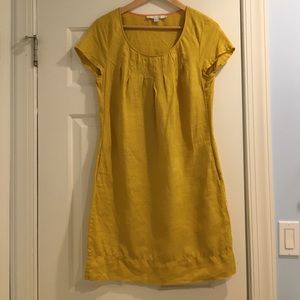Linen yellow shift dress