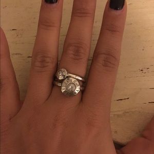 Henri Bendel Silver Rivet Stacked Rings