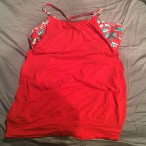 Soybu red workout tank with attached bra