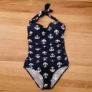 FINAL SALE! Navy Anchor One Piece Swimsuit M