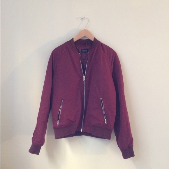 topshop burgundy bomber