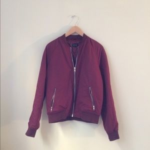 topshop burgundy bomber