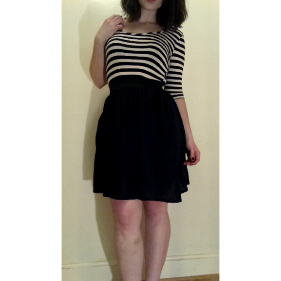 Striped Top, Black Bottom Doll Dress