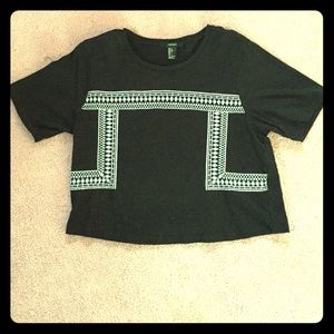 Black T-shirt with white bordering