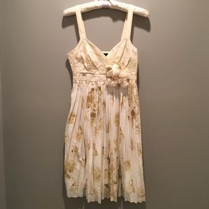 Deletta (Anthropologie) floral ivory dress