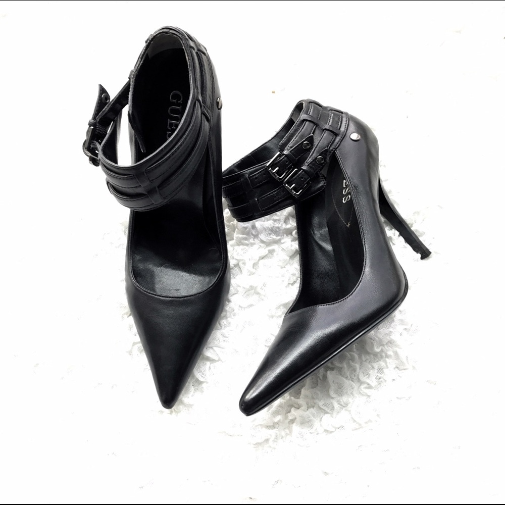Black stilettos with ankle straps
