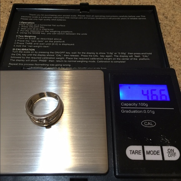 14K White Gold  Wide Band w/ Diamond Ring Size 6 - Picture 5 of 6