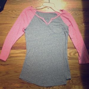 pink and gray baseball tee
