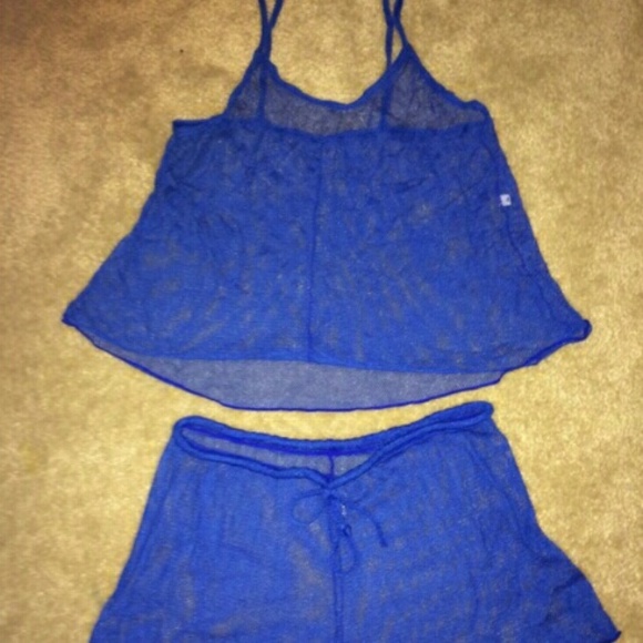 Royal blue cover up tank/shorts