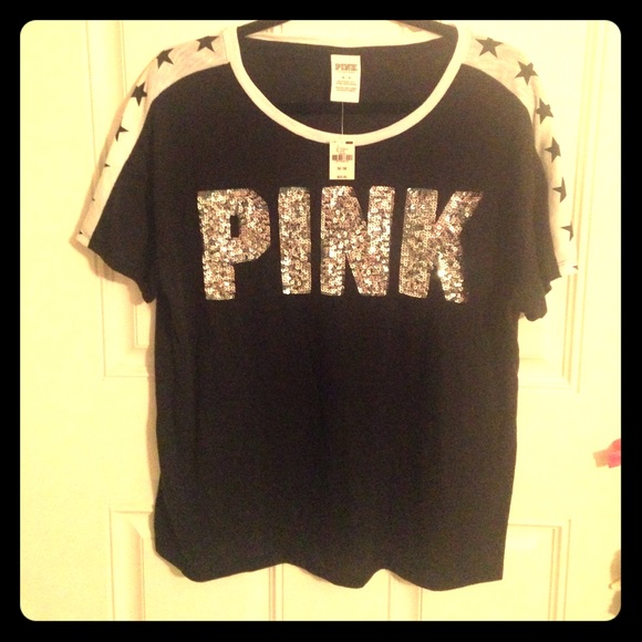 VS PINK SEQUIN TEE NWT