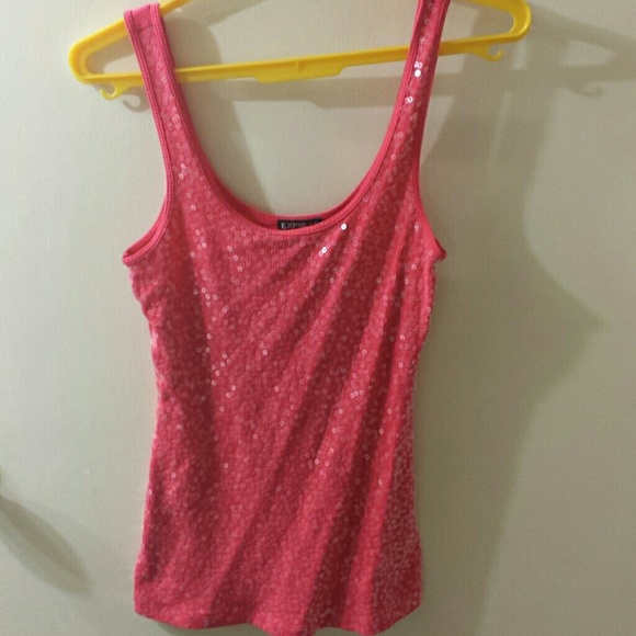 Express pink sequin tank top size xs