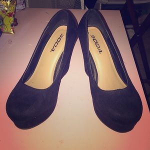 Black suede wedges