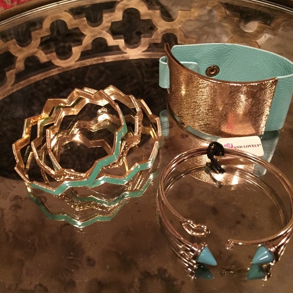 Gold & turquoise bracelets