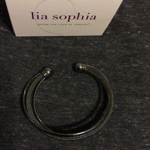 Lia Sophia Meshed Cuff Bracelet Dark Gray