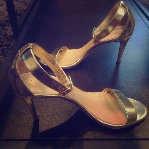 J Crew Gold Strappy Sandal Heel