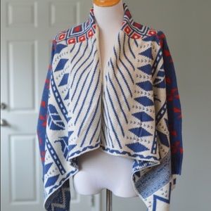 Aztec print loose draped sweater