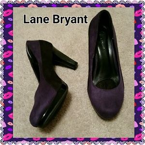Lane Bryant purple and Black Suede Heels