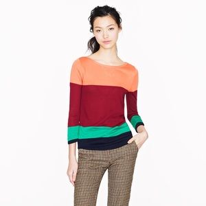j crew colorblock boatneck top size m
