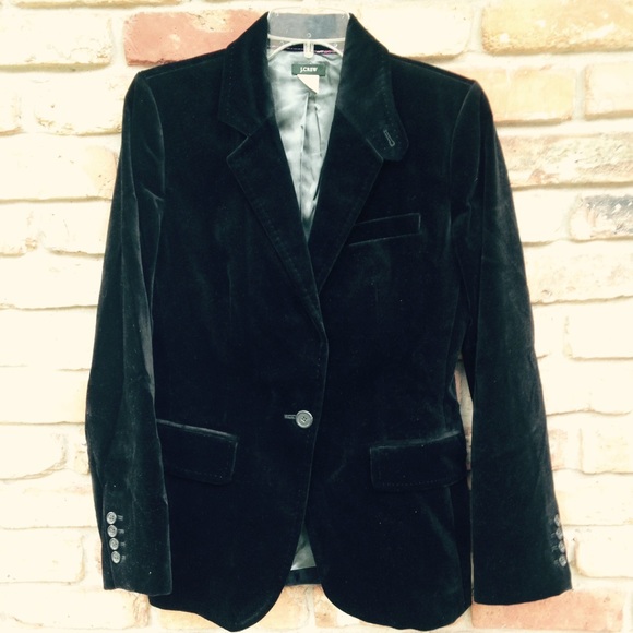 J. Crew Black Velvet Boyfriend Blazer Jacket Coat