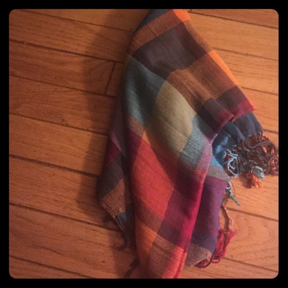 Rainbow Plaid blanket scarf