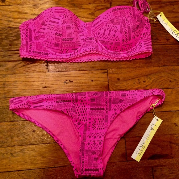 LA Hearts Other - Bustier Top + Cheeky Bottom Bikini by LA Hearts