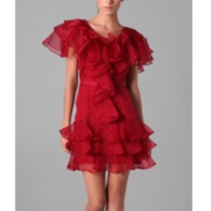 Rachel Zoe red ruffle cocktail dress