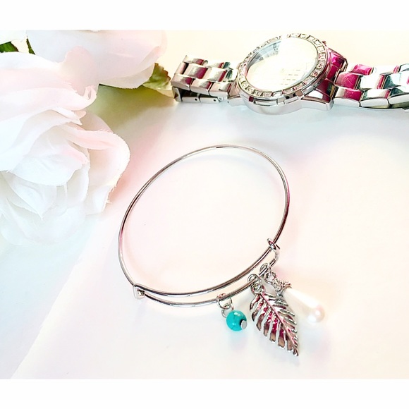 Lead, Bead & Pearl Charm Bangle - Picture 2 of 3