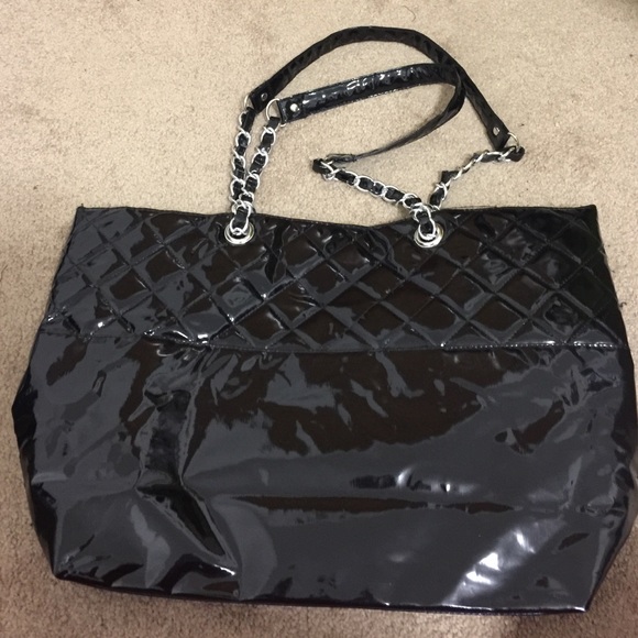 DSW Bags Dsw Glossy Black Tote Bag Purse Poshmark