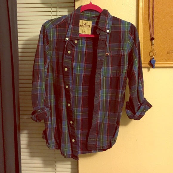 plaid button down