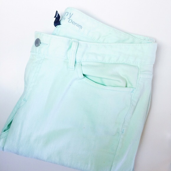 Mint green jeans. Gently used