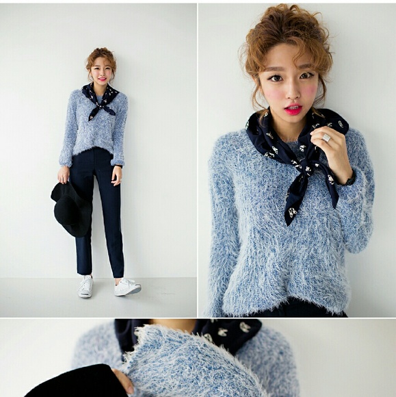 CHUU white fringe knit sweater - Picture 2 of 4