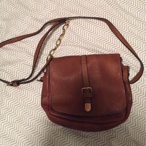 Brown faux leather satchel