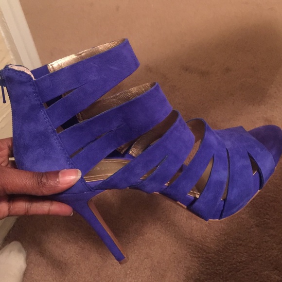 Royal Blue Zipper Back Party Shoes