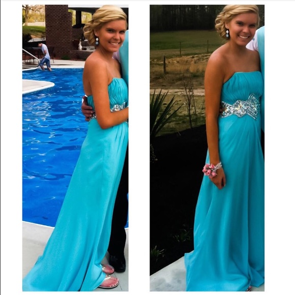 Blue prom dress.