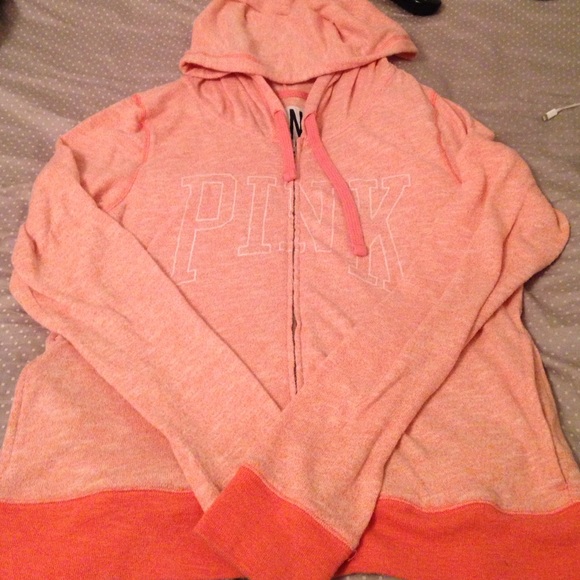 PINK light weight logo zip up