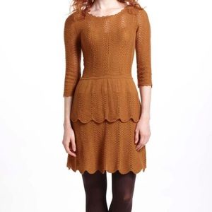 ANTHROPOLOGIE TIERED POINTELLE SWEATER DRESS
